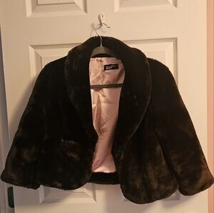 Vintage Black Rivet Faux Fur Shrug